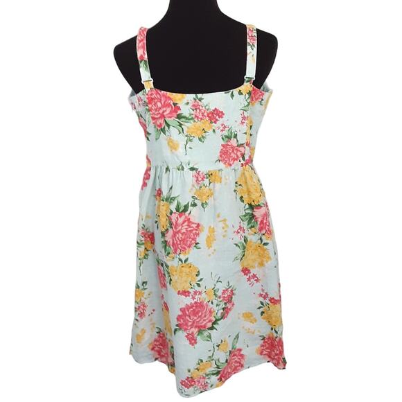 Cynthia Rowley 100% Linen Floral Sun Dress V Neck Mini Dress Womens 6 Resort - Picture 3 of 12
